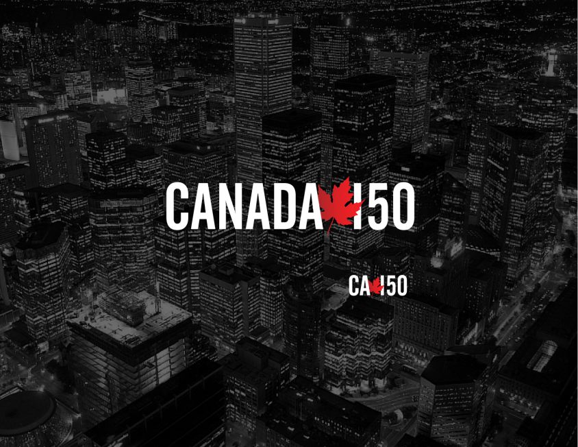 Project This logo has a leaf emerging from between the words “Canada” and “150.” Canada is often portrayed as a quasi “younger sibling” to our larger neighbor to the south. This treatment demonstrates how we as Canadians often surprise others by eschewing our stereotypes. The upper-case san serif type shows us as a strong nation contrasting against the organic leaf that speaks to our soft side and immense natural resources. by Richard Marazzi